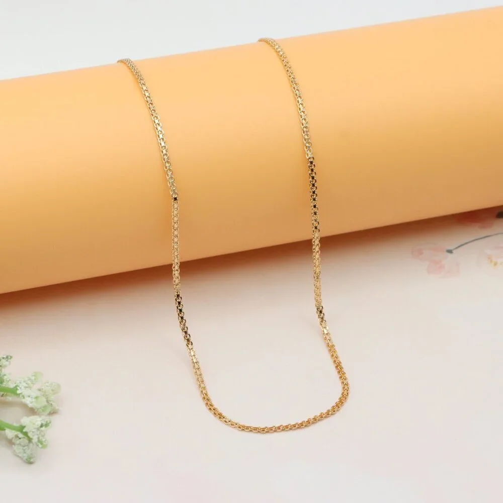 Sleek Flat Rose Gold Box Chain Necklace Lobster Clasp Closure, XPNL0231